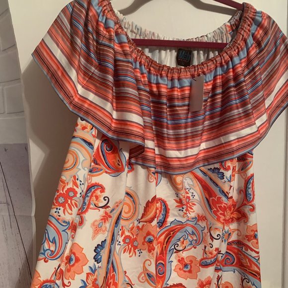 NWT MELY OFF SHOULDER TUNIC BLOUSE SZ L - Picture 1 of 4